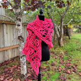 Handmade Crochet Skull Shawl - Fuchsia Pink