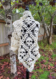 Handmade Crochet Skull Shawl - Off White