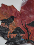 Whispers of the Autumn Grove Painting on Maple Leaf