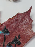 Whispers of the Autumn Grove Painting on Maple Leaf