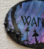 Wanderer Watercolor Painting Wall Pendant with Hand-Sculpted Mushrooms