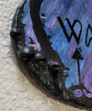 Wanderer Watercolor Painting Wall Pendant with Hand-Sculpted Mushrooms