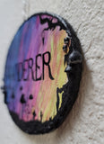 Wanderer Watercolor Painting Wall Pendant with Hand-Sculpted Mushrooms