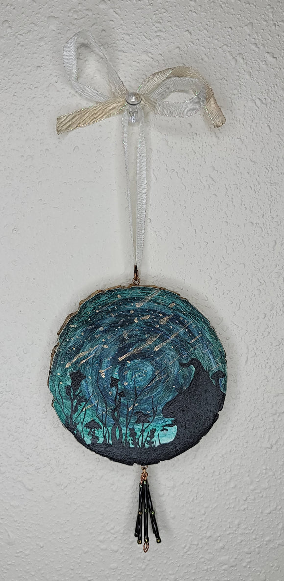 Star Showers Watercolor Painting Wood Hanging