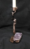 Driftwood Copper Candle Holder with Amethyst Cluster