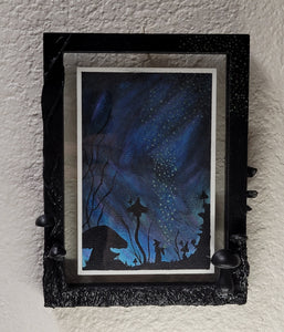 To the Stars – A Watercolor Nightscape Framed in Hand-Sculpted Magic