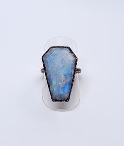 Moonstone Coffin Ring Size 7 1/2