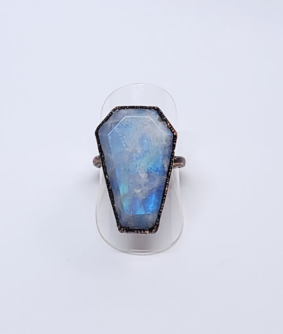 Moonstone Coffin Ring Size 7 1/2