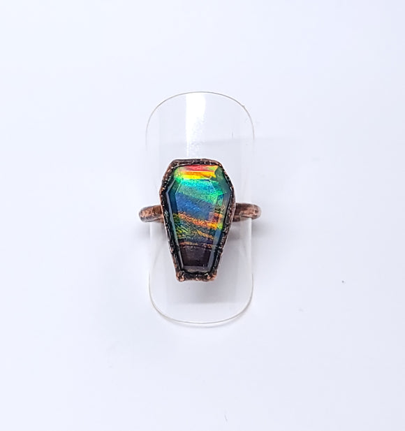 Aurora Opal Doublet Coffin Ring Size 5 1/2