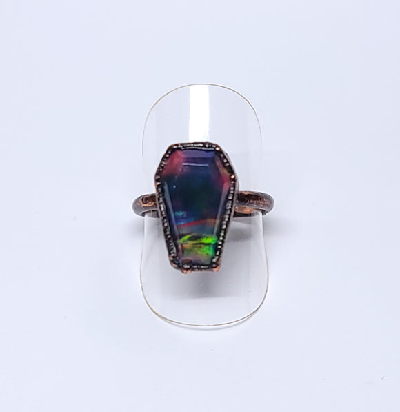 Aurora Opal Doublet Coffin Ring Size 8