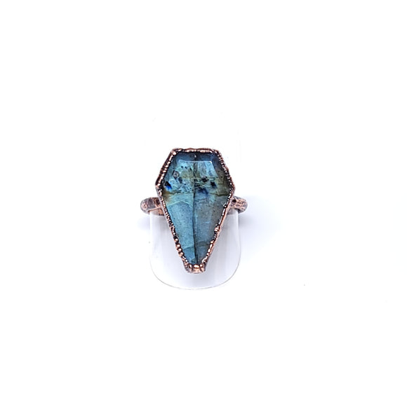 Labradorite Coffin Ring Size 7 1/2