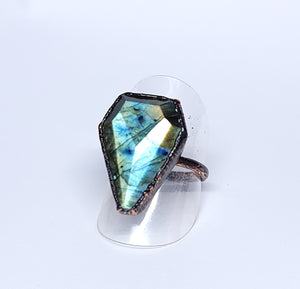 Labradorite Coffin Ring Size 8 1/2
