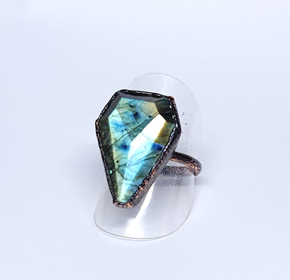 Labradorite Coffin Ring Size 8 1/2