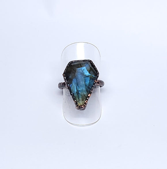 Labradorite Coffin Ring Size 7