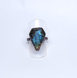 Labradorite Coffin Ring Size 7