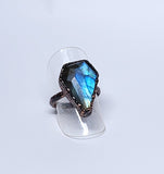 Labradorite Coffin Ring Size 7