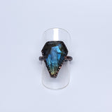 Labradorite Coffin Ring Size 7