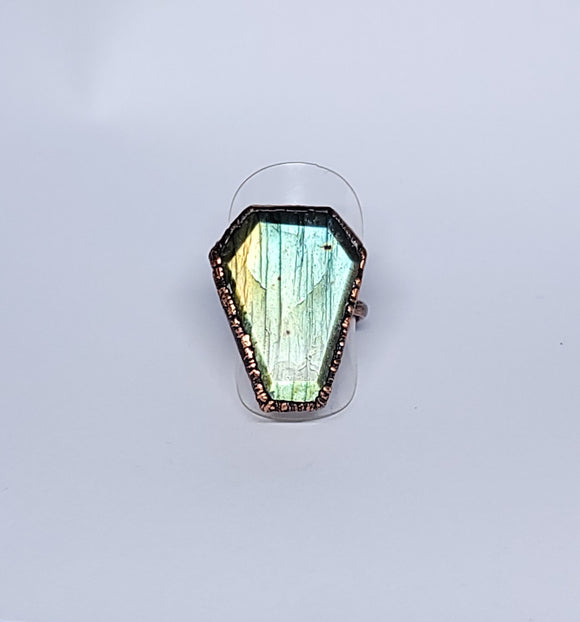 Labradorite Coffin Ring Size 6 1/2