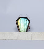 Labradorite Coffin Ring Size 6 1/2