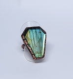 Labradorite Coffin Ring Size 6 1/2
