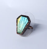 Labradorite Coffin Ring Size 6 1/2