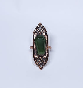Serpentine Coffin Art Deco Ring Size 6