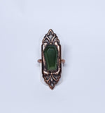 Serpentine Coffin Art Deco Ring Size 6