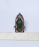Serpentine Coffin Art Deco Ring Size 6