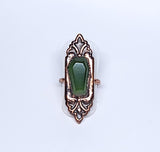 Serpentine Coffin Art Deco Ring Size 6