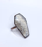 Crazy Lace Agate Coffin Ring Size 8