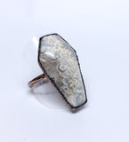 Crazy Lace Agate Coffin Ring Size 8