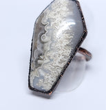 Crazy Lace Agate Coffin Ring Size 8