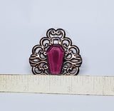 Ruby Coffin Filigree Ring Size 9