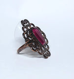 Ruby Coffin Filigree Ring Size 9