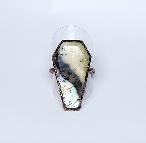 Dendritic Agate Coffin Ring Size 8