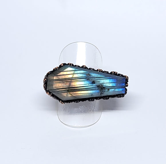 Labradorite Coffin Ring Size 8