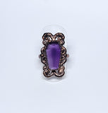 Amethyst Coffin Filigree Ring Size 7