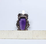 Amethyst Coffin Filigree Ring Size 7
