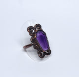 Amethyst Coffin Filigree Ring Size 7