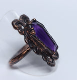 Amethyst Coffin Filigree Ring Size 7