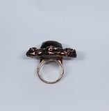 Labradorite Skull Ring with Amethyst and Flowers Crown Size 8