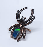 Spider Ring with Aurora Opal Doublet Size 8