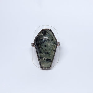 Prehnite with Epidote Coffin Ring Size 12 1/2