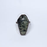 Prehnite with Epidote Coffin Ring Size 12 1/2
