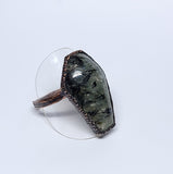 Prehnite with Epidote Coffin Ring Size 12 1/2