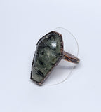Prehnite with Epidote Coffin Ring Size 12 1/2