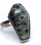 Prehnite with Epidote Coffin Ring Size 12 1/2