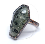 Prehnite with Epidote Coffin Ring Size 12 1/2