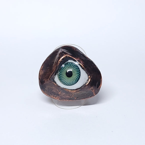 Copper Green Eye Ring Size 10-3/4