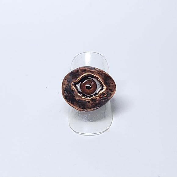Copper Small Brown Eye Ring Size 7
